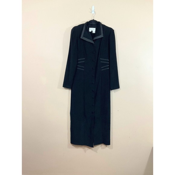 VTG Womens Maxi Shirt Dress Sz 8 Black Goth Dark Academia Witchcore Stevie Nicks - Picture 1 of 6